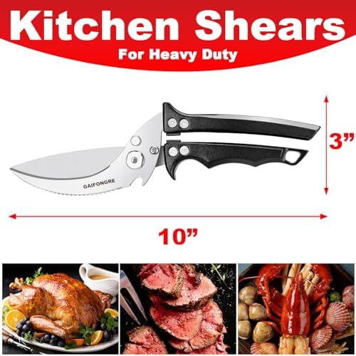 Poultry Shears Heavy Duty, Kitchen Scissors All Purpose, Chicken, Fish, Meat, Black