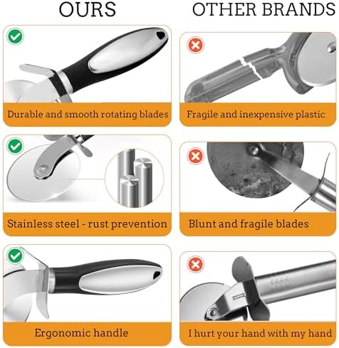 Stainless Steel Pizza Cutter, Pizza Cutter Wheel with Non-slip Handle, Dishwasher Safe Pizza Slicer, Kitchen Gadgets Home Essentials