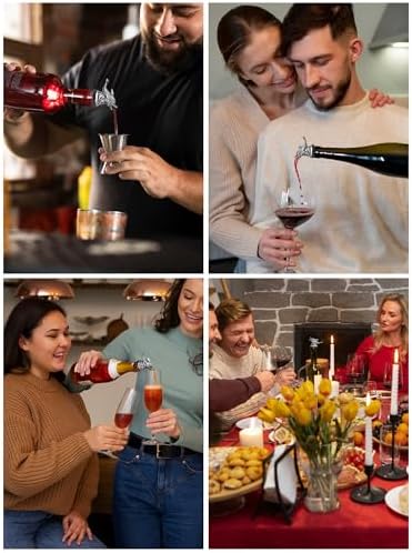 Animal Wine Pourer Spout, Drip Free Bottle Pourer & Stopper for Wine and Liquor Bottles, Funny Gift for Men, Dad, Hostess and Housewarming, Bar Cart Accessory for Holiday Party Decor, Multiple Animal