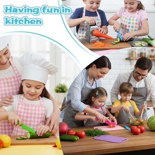 40 Pcs Kids Plastic Knife Set with Cutting Board Toddler Knife Tools, Including 20 Child Safe Knife 20 Chopping Board Kids Cooking Utensils for Cooking Club, Preschool