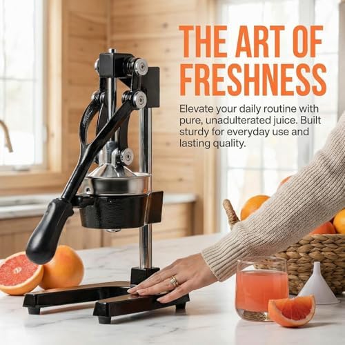 Cast Iron Manual Juicer - Professional Heavy-Duty Hand Press Juicer, Extra Large Commercial Grade - Easy to Clean, Suitable for Citrus Juice, Pomegranate Juice, and Other Fruits