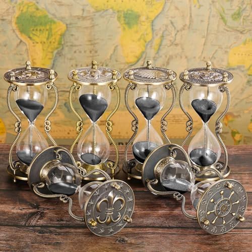 CNCJ Sand Timer 30 Minute Hourglass:Large Metal Lion Carved Sand Clock,Vintage Black Sand Watch 30 Min,Unique Reloj De Arena,Antique Hour Glass Sandglass for Gifts,Office,Desk,Decorations