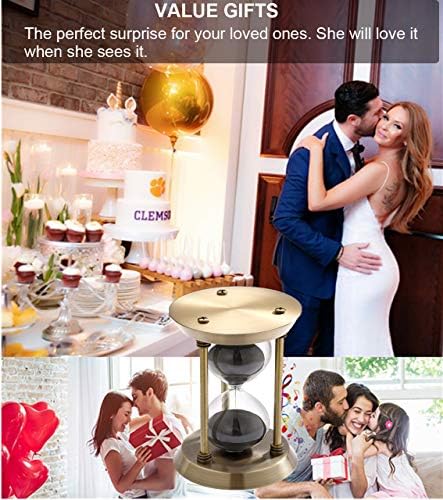 SuLiao Hourglass 30 Minutes Sand Timer, Antique Brass Black Sand Clock Stand, Unity Metal Sand Watch 30 Min, Unique Vintage Small Glass Sandglass for Home, Desk, Office Decorative