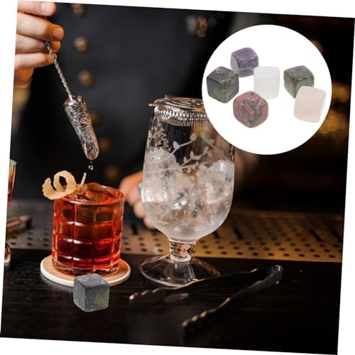 INOOMP 6 pcs Quartz Whiskey Stones Reusable Cube Chilling Stones for Drinks Unique Whiskey Accessories Safe and Practical Ice Cubes for Bars Home and Restaurants