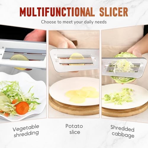 Stainless Steel Shredder Knife, Double-Layer Slicer Multifunctional Vegetable Cutter Cabbage Slicer shredder, Sharp Blades Durable Julienne Cutter, Easy to Clean Stainless Steel Grater (Red, 1pcs)