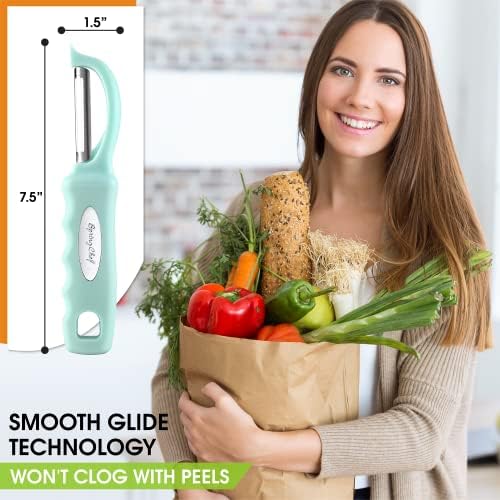 Spring Chef Professional Ice Cream Scoop & Stainless Steel Swivel Vegetable Peeler with Comfortable Handle - 2 Product Bundle - Mint