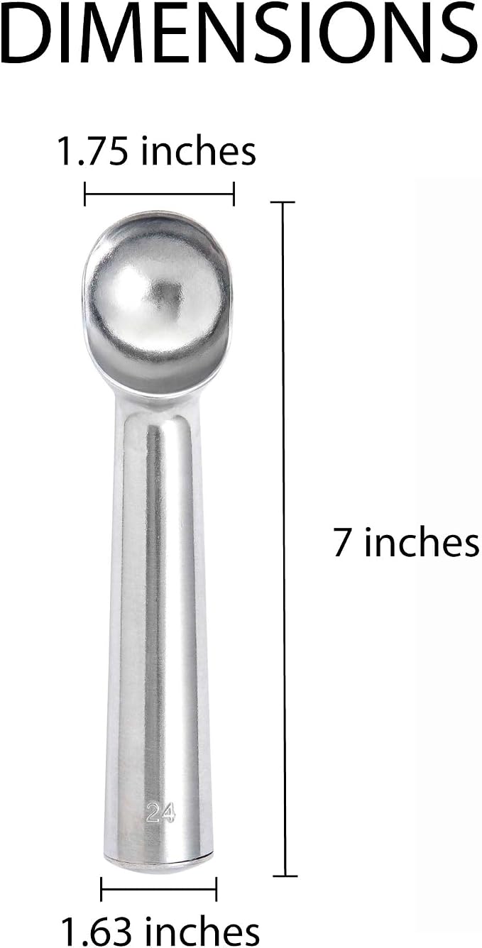 HIC Kitchen Anti-Freeze Ice Cream Scoop, Non Toxic Self Defrosting Handle, Easy Release For Ice Cream Gelato Sorbet Frozen Yogurt, Set of 2