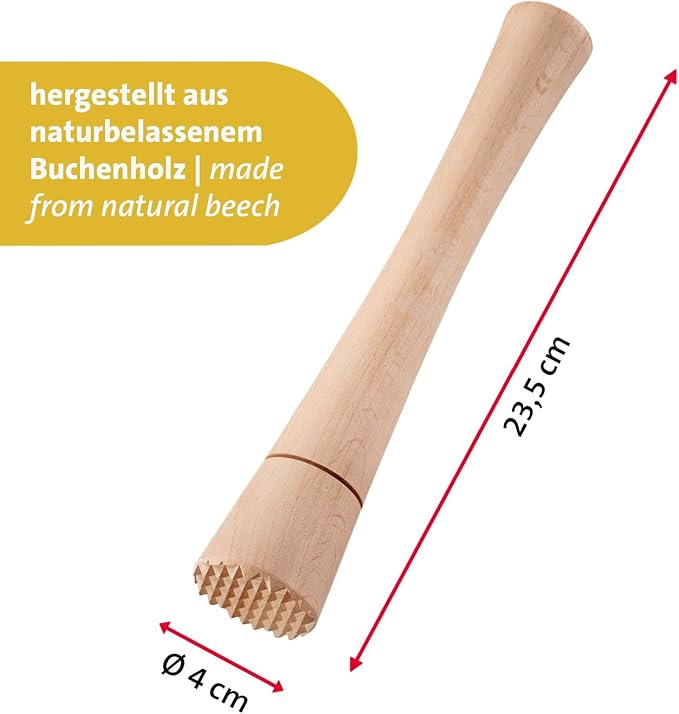 Westmark Fermentation Masher - Heavy Duty Hand Tamper Ideal for Kimchi, Sauerkraut and Fermenting Fermentation Food Effortless Use - Beech Wood