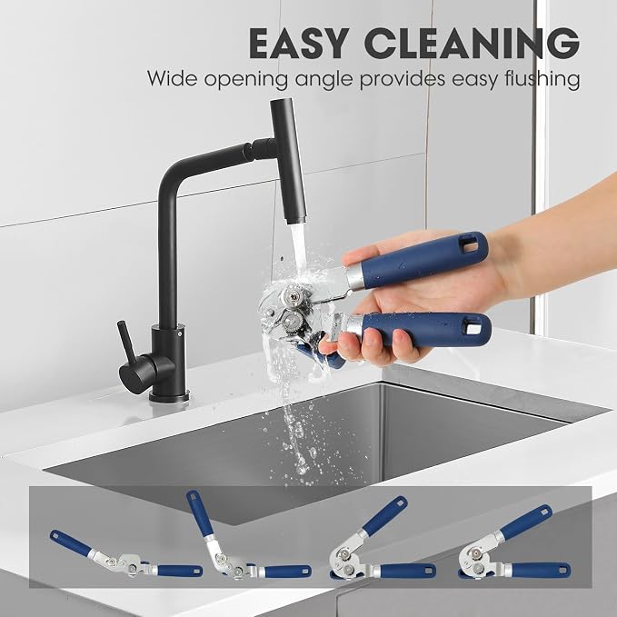 UHIYEE Classic Manual Can Opener for Home Kitchen, Durable 420J2 Stainless Steel Handheld Opener with Magnetic Lid Lifter & Easy-Turn Oversized Knob for Arthritis, Blue