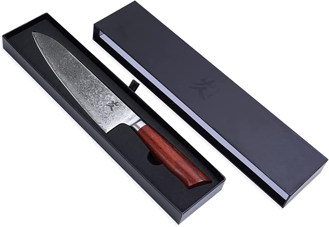 SAMCOOK Damascus Chef Knife - 8 Inch Professional Sharp Gyuto Knife,High Carbon Stainless Steel Kitchen Cooking knife - Ergonomic Sandalwood Handle with Gift Box