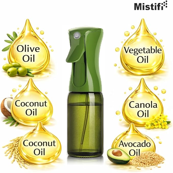 Mistifi Oil Sprayer for Cooking, 150ml Glass Olive Oil Sprayer, Fine Mist Spray Bottle for Air Fryer, Nonstick Frying, Salad, BBQ, Refillable Kitchen Oil Spray (PS64202)