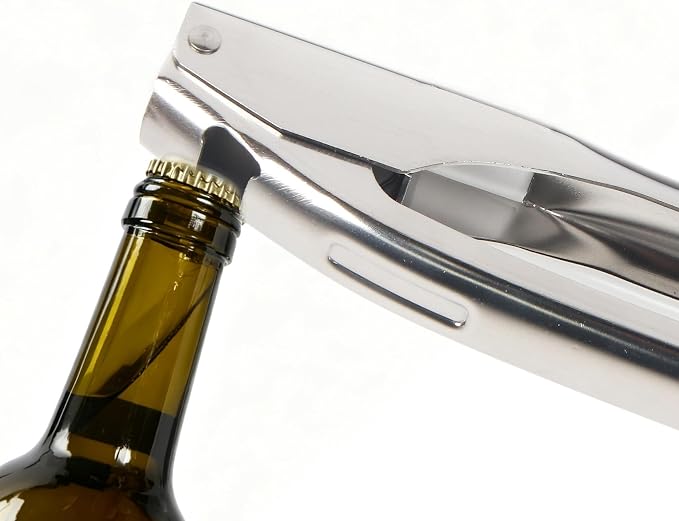 Garlic Press Stainless Steel, Garlic Mincer & Crusher with Peeler Tube and Cleaning Brush, Large Capacity Ergonomic Handle, No Need to Peel, Dishwasher Safe Garlic Press with Built-in Bottle Opener