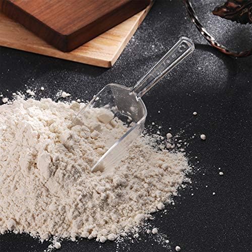 HESTYA 8 Pcs Multi Purpose Clear Plastic Scoops for Candy Buffet Acrylic Kitchen Ice Food Popcorn Scoops for Protein Powders, Ice Cream, Coffee, Tea Jar, 6.7 Inch