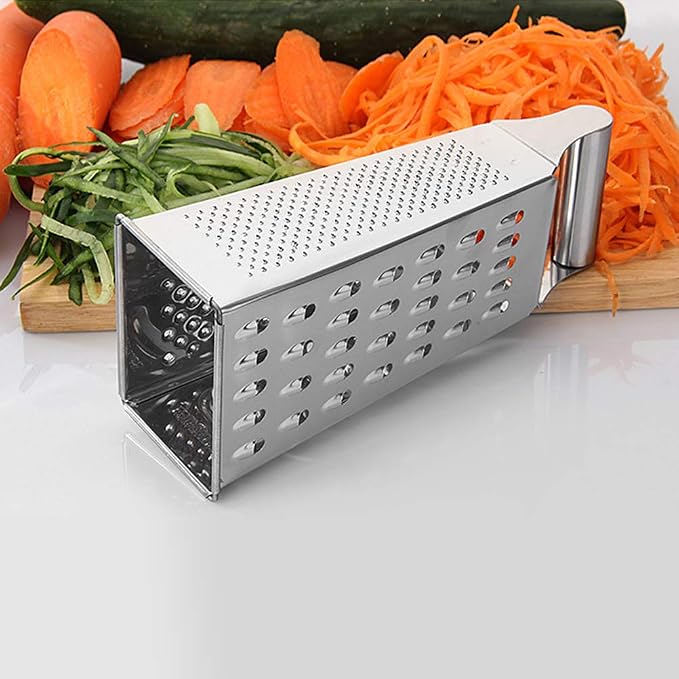 Box Grater, 4-Sided Stainless Steel Large Grater for Parmesan Cheese, Ginger, Vegetables