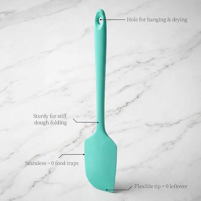 600ºF Heat Resistant Large Silicone Spatula for Baking, Aqua Sky | 11.34in High Heat Food Safe Flexible Kitchen Silicone Scraper for Cooking Mixing Scraping Stirring Nonstick Cookware Pan Bowl