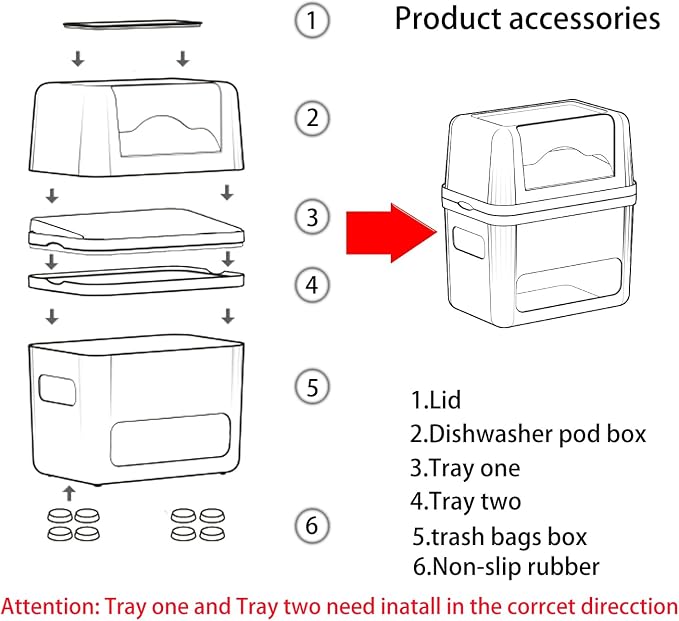 2-in-1 Trash Bag Dispenser & Laundry/Dishwasher Pods Container, Clear Acrylic Garbage Bag Holder with Removable Lids, Under Sink Organizer Kitchen Pantry Storage Box