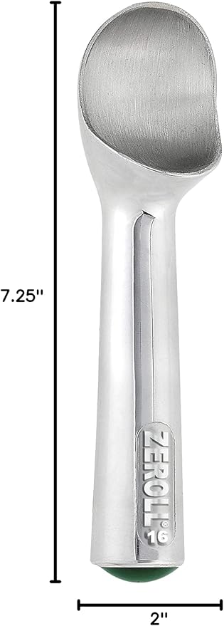 Zeroll Original Ice Cream Scoop Unique Liquid Filled Heat Conductive Handle Simple One Piece Aluminum Design Easy Release Made in USA, 2.5-Ounce, Silver