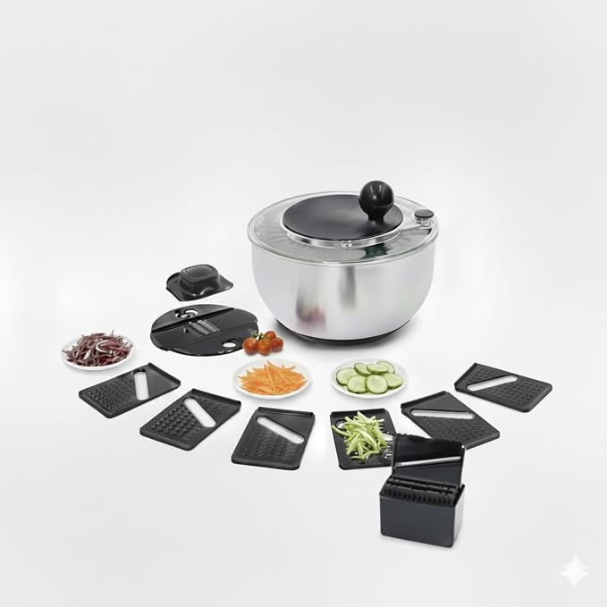 Stainless Steel Salad Spinner Large 5.28 Qt ā Fast Drying Lettuce Spinner, Premium Durable Bowl for Washing & Drying Vegetables