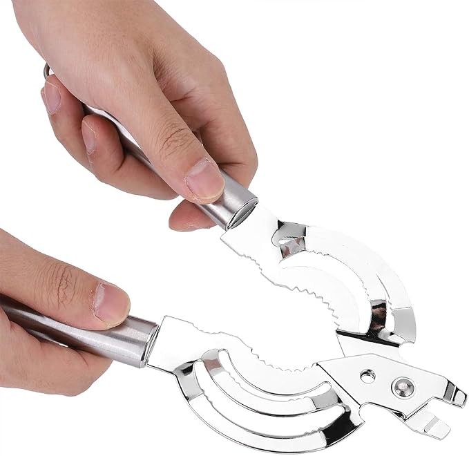 Multifunctional Stainless Steel Jar Opener, Manual Can Opener Adjustable Bottle Jar Lid Remover, Handy Screw Can Bottle Lid Grip Wrench Helper, Kitchen Tool
