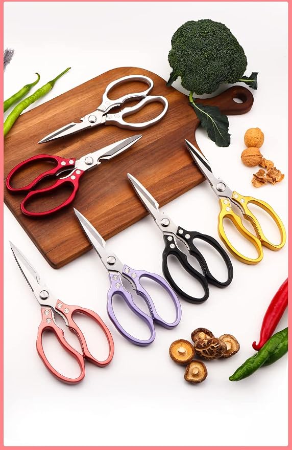 AWinjoy Heavy Duty Sharp Kitchen Scissors, Dishwasher Safe, Cooking Shears for Meat, Chicken, Fish, Poultry, Herb, Bread (Black)