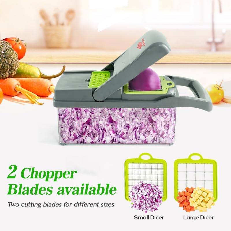 ZARIN 16βinβ1 Vegetable Chopper & Slicer β Multi-Function Kitchen Gadget for Onions, Fruits & Vegetables β Mandoline Slicer with Interchangeable Blades for Easy Meal Prep