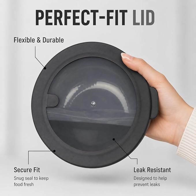 Pera Mixing Bowls with Lids Set, 8 Piece (4 Bowls + 4 Airtight Lids), BPA Free Nesting Kitchen Bowl Set for Mixing & Food Storage, Microwave & Dishwasher Safe(Pure Black) (Pure Black)