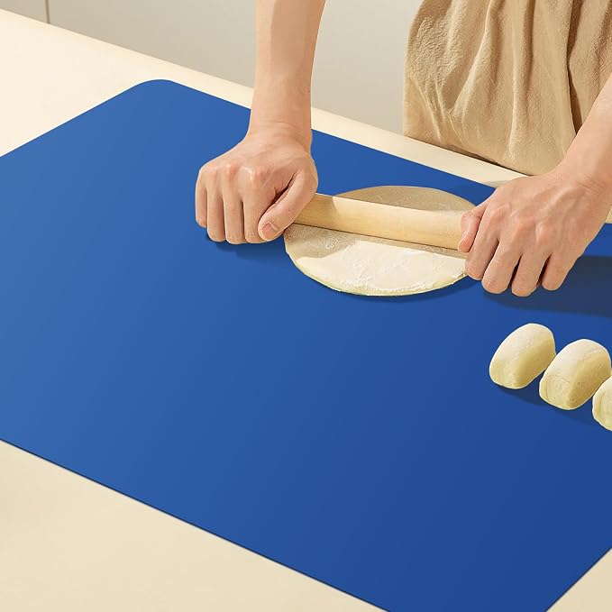 Silicone mats, Food-Grade Non-Slip Heat Resistant Mat Silicone Baking Mat 2MM Thick Pastry Mat,Countertop Protector Mat Hot Pad for Coffee Maker, Air Fryer, Toaster (Classic Blue)