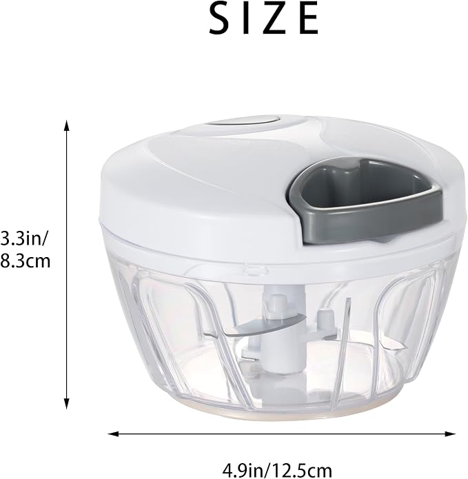 Ourokhome Manual Food Processor Vegetable Chopper, Portable Hand Pull String Garlic Mincer Onion Cutter for Veggies, Ginger, Fruits, Nuts, Herbs, etc., 500ml, White