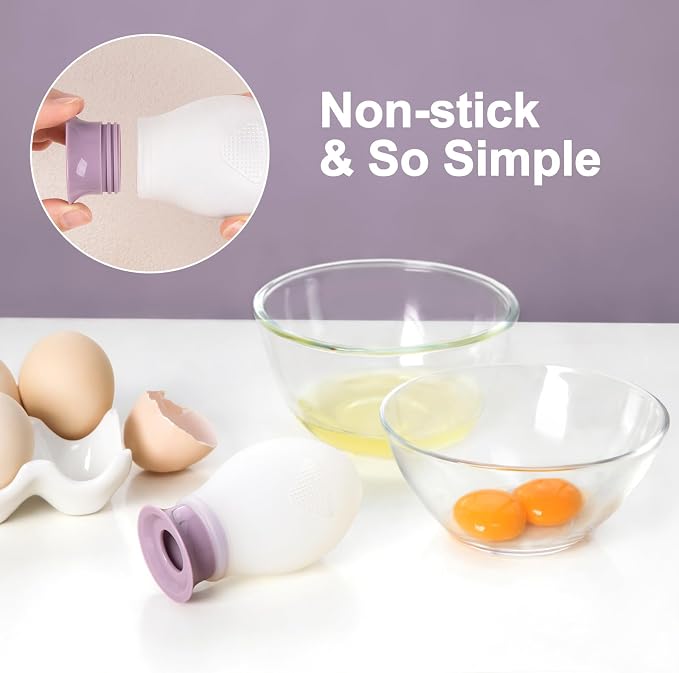 Egg Separator for Raw Eggs, Silicone Egg Separator, Easy Yolk Separation | Cute Egg Separator for Baking and Cooking, Swallow Release, Food-Grade Silicone, Dishwasher Safe