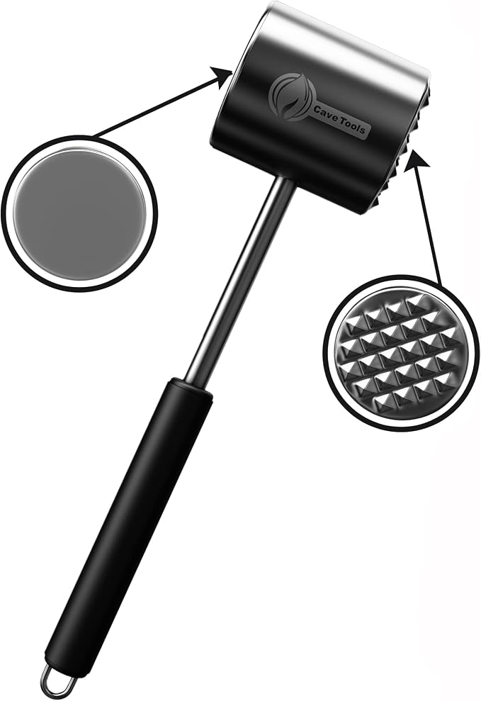 Cave Tools Meat Tenderizer Tool and Mallet Hammer For Tenderizing Cuts of Meat with Non-Slip Silicone Handle - Kitchen Accessories