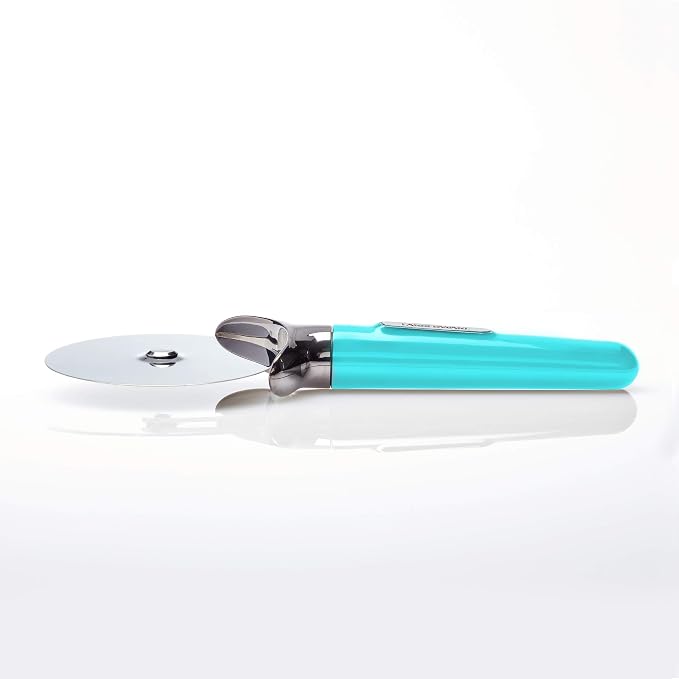 Farberware Pro Pizza Cutter Wheel with Aqua Sky Handle, Sharp Stainless Steel Blade, Finger Guard, Raised Tip-Up Head, Dishwasher Safe - Cuts Pizza, Pie Crust and Pastry