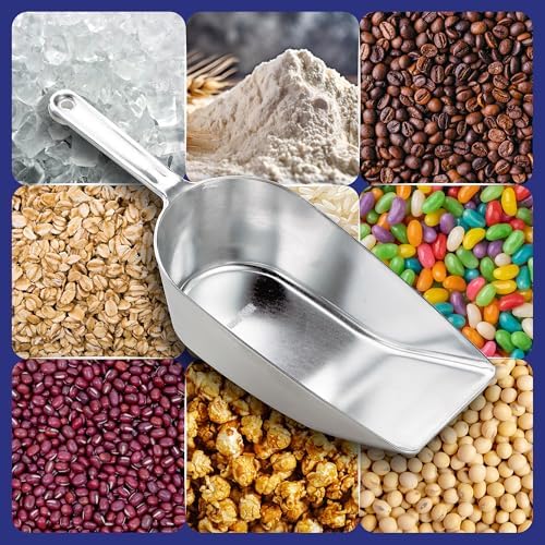 HIC Kitchen Flat Bottom Food Utility Scoop, 13.75-Inches, 350-Millimeters, Commercial-Grade Anodized Cast Aluminum