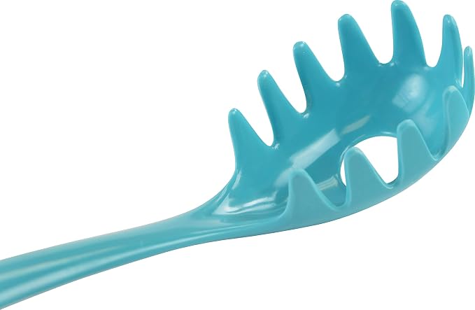 Spaghetti Spoon, Pasta Server, Fork with Ergonomic Handle, Heat Resistant, BPA Free,11.5 inch Melamine Utensil by Reston Lloyd, 6 piece set, Turquoise