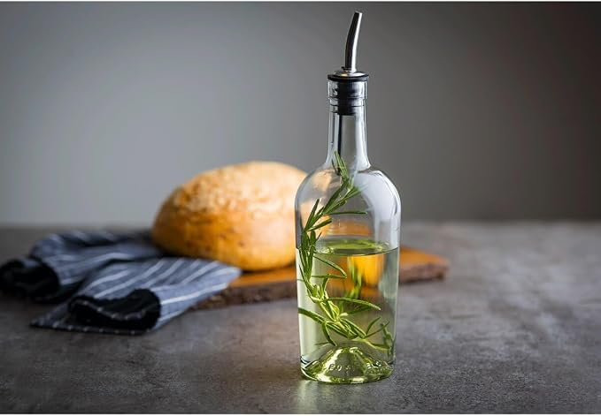 Tablecraft Home Glass Syrup Bottle with Vented Stainless Steel Pourer - 518ml
