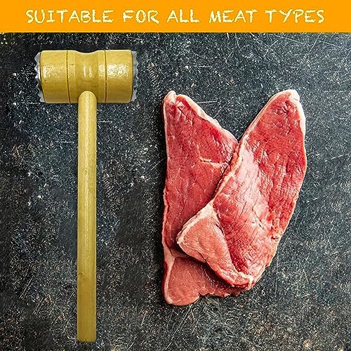 Meat Tenderizer Mallet, Manual Tenderizing Tool for Beef, Pork, Poultry (Metal)
