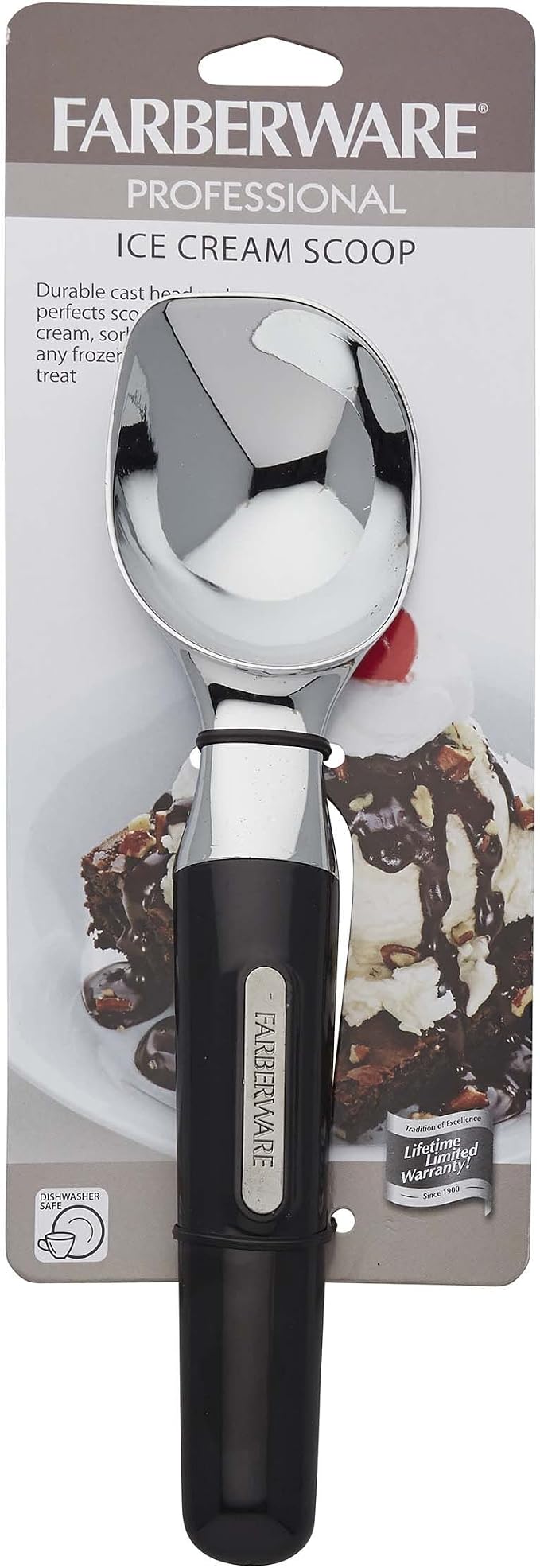 Farberware Professional Ice Cream Scoop, Comfortable Handle, Heavy Duty, Professional Grade Scooper, Get Perfect Shape Scoops, Great for Spooning Frozen Hard Gelato and Sorbet, Cookie Dough, Melon