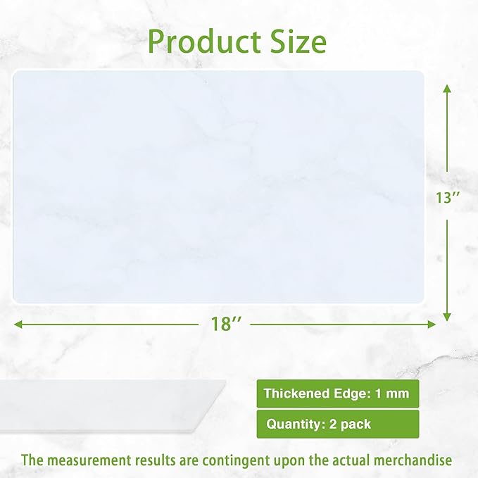 Clear Silicone Mat: 2-Pcs Heat Resistant Large Silicone Counter Mat | 13" x 18" (1mm) Translucent Silicone Baking Mat for Countertop Protector - Thin Grip Non-Slip Non-Stick Silicone Sheets