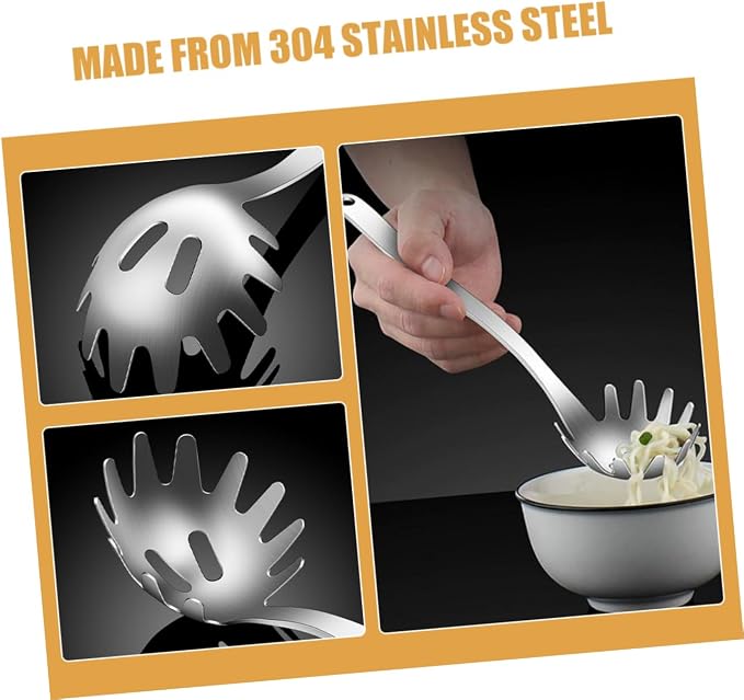 BESTOYARD Stainless Steel Pasta Server Spoon Noodle Strainer for Cooking Ramen Spaghetti Easy to Clean