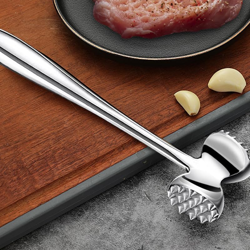304 stainless steel meat tenderizer, meat tenderizing hammer, double-sided meat hammer chicken meat grinder, heavy-duty meat pounder for steaks and beef, kitchen cooking mallet