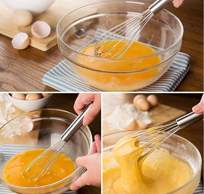 Stainless Steel Balloon Whisk Set 3 Pieces Professional Kitchen Whisks for Cooking Stainless Steel Whisk for Blending Whisking Beating and Stirring Enhanced Version Balloon Wire Whisker Egg Beater