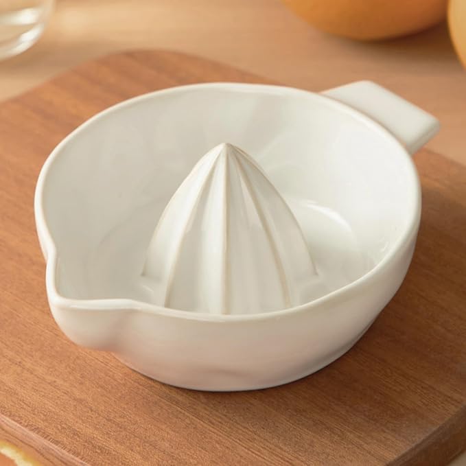 Ceramic Lemon Juicer Reamer Manual Citrus Lime Hand Squeezer Bowl with Handle and Pour Spout, Handheld, Easy to Use and Clean