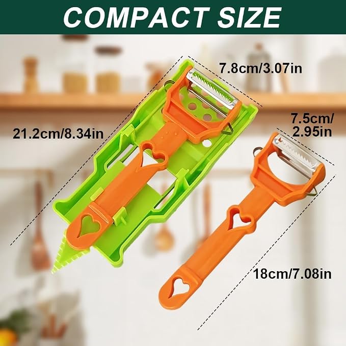 Multifunctional Kitchenware Set,Multifunctional Peeler,A Slicer and a Vegetable Peeler,2025 New Upgrade 2 in 1 Cutter and Julienne Set,Julienne Peeler Vegetable Peeler (Orange)