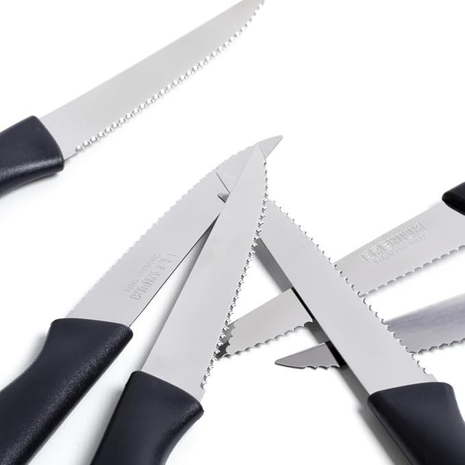 Paring Knife, 6-Piece Set, Knives with Straight Edge 4 Inch Blade, Stainless Steel, Spear Point, Fruit and Vegetable Cutting and Peeling, Black (Black, Straigt)