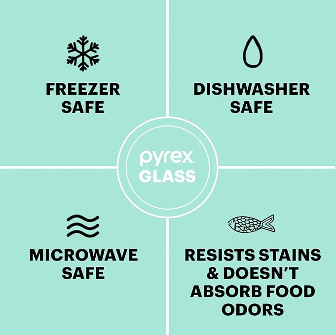 Pyrex Freshlock (10-Pack) Mixed Sizes Airtight Glass Food Storage Set | Plastic BPA-free leakproof locking lids