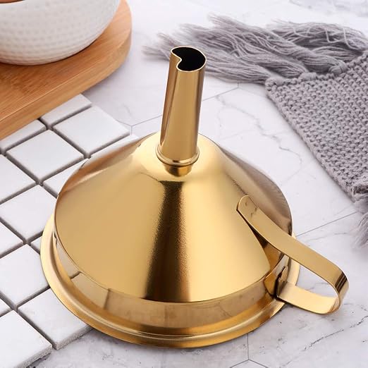 Buyer Star 2PCS Funnel with Detachable Filter,18/8(304) Stainless Steel, Food Grade Metal Kitchen Funnels (Gold)