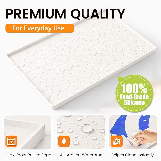 Jin&Bao Under Sink Mat 34" x 22" Waterproof Silicone Cabinet Kitchen Liner | Silicone kitchen cabinet protector, bathroom shelf liner, raised edge traps leaks, anti-slip, easy to clean & dishwasher safe