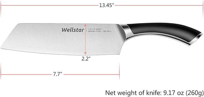 WELLSTAR Kiritsuke knife, Nakiri Vegetable Cleaver Kitchen Knife – Razor Sharp Forged German Stainless Steel Blade, Ergonomic Full Tang Handle, Multipurpose Use for Home Restaurant – Gift Box