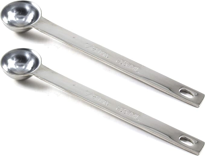RSVP International- Endurance Stainless Steel 1/2 Teaspoon Measuring Spoon,Silver - 2 pack