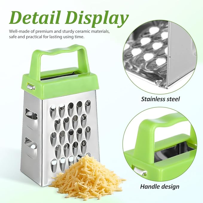 Kichvoe 6-Pack Mini Cheese Grater Set Stainless Steel Box Graters with Non-Slip Handle for Garlic Ginger Vegetable Shredding Slicing Compact Kitchen Tool 2.63X1.45X1.06In