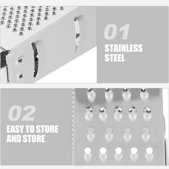 SHERCHPRY Vegetable Slicer Box Grater Cheese Graters Stainless Steel Vegetable Shredder Mandoline Slicer Nuts Kitchen Shredder Zester 8inch Cheese